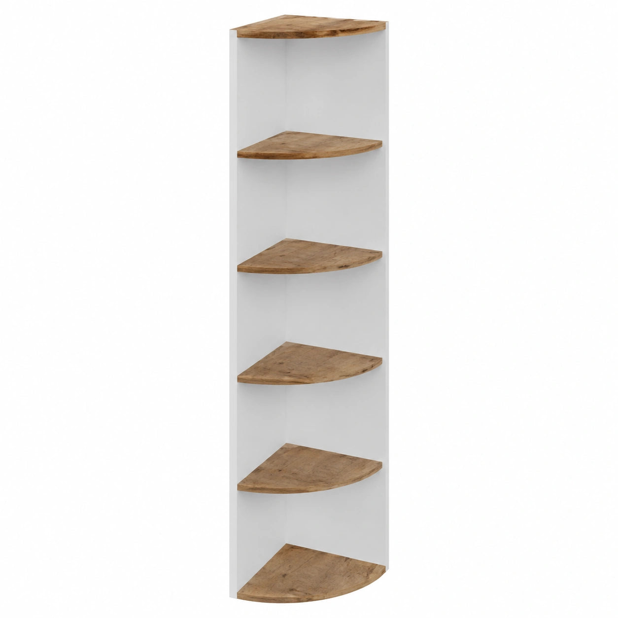 Mensola Angolare Vicco Ecki, Rovere Bianco e Dorato, 40x180 cm, con 3 Ripiani Aperti da Parete