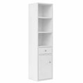 Libreria Angolare Vicco Larry Bianca con Anta e Cassetto, 30x135.5 cm per Libri e Decorazioni
