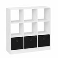 WOLTU Scaffale a 9 Cubi con Cassetti in Tessuto, Libreria Moderna per Casa e Ufficio, Bianco, 80x30x86,5 cm