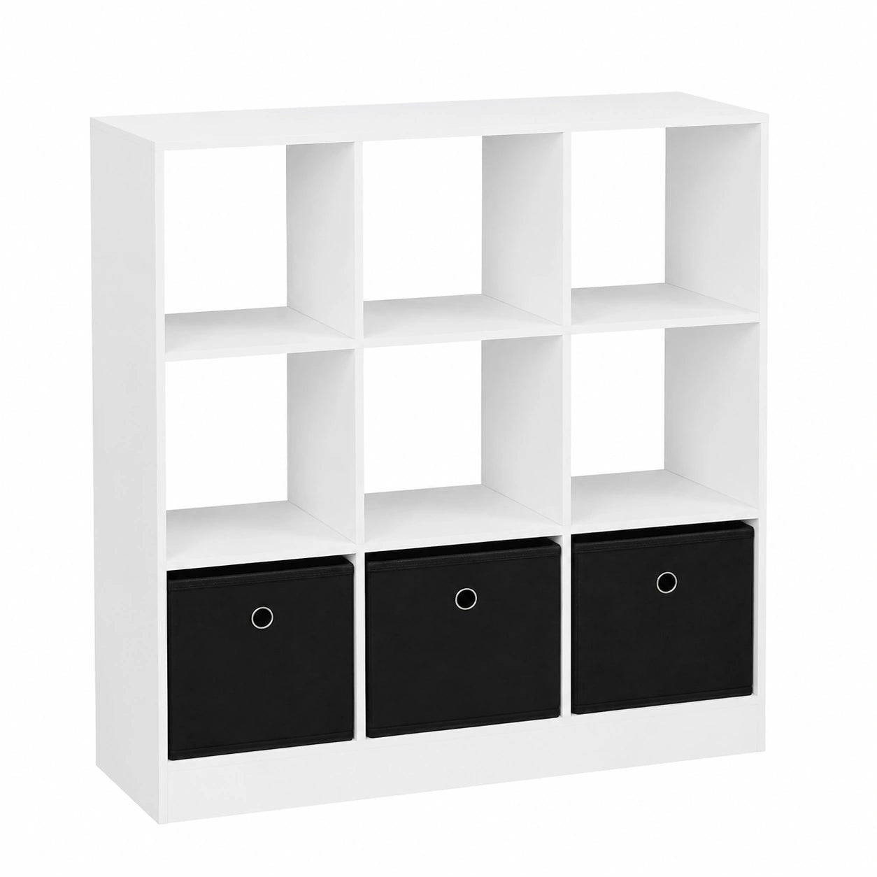 WOLTU Scaffale a 9 Cubi con Cassetti in Tessuto, Libreria Moderna per Casa e Ufficio, Bianco, 80x30x86,5 cm