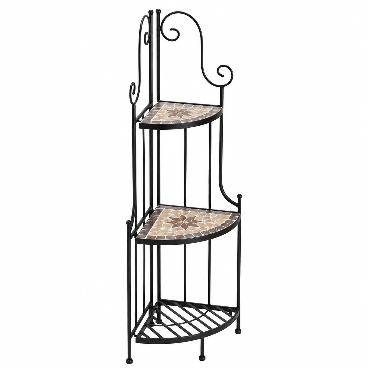 Portavaso angolare in metallo nero per piante da interno ed esterno 115 cm