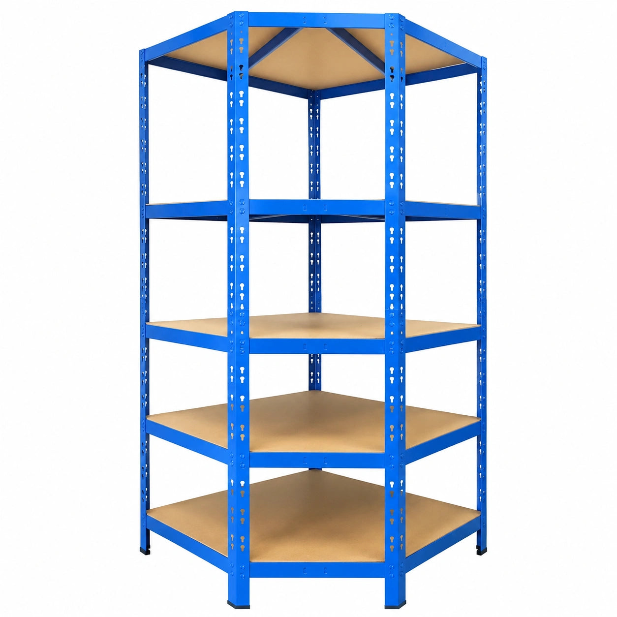 Robusto Scaffale Portaoggetti in Acciaio per Officina e Garage, Mensola Angolare per Pneumatici, Colore Blu, 180x90x60 cm