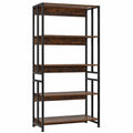 Libreria Industriale a 5 Ripiani Regolabili con Struttura in Metallo Vintage