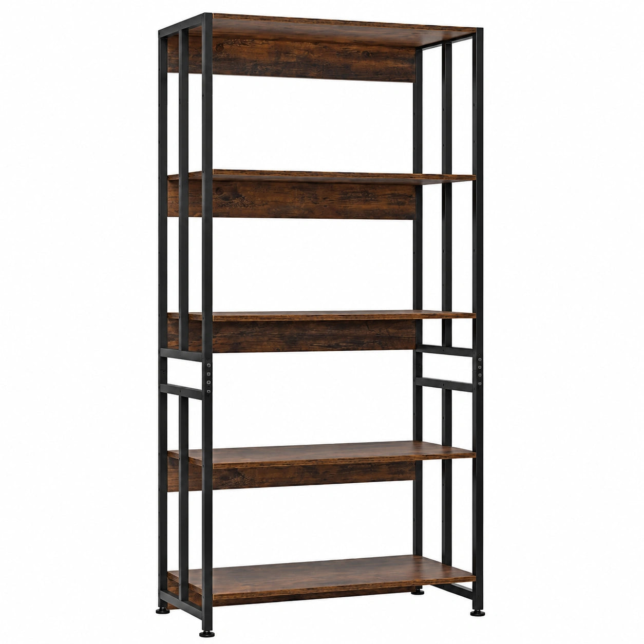 Libreria Industriale a 5 Ripiani Regolabili con Struttura in Metallo Vintage