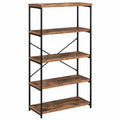 Scaffale Industriale in Legno e Metallo a 5 Ripiani con Sicurezza Antiribaltamento, 79x35x160 cm, Marrone