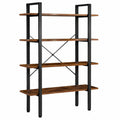 Libreria Industriale a 5 Ripiani in Legno e Metallo, Marrone Vintage e Nero, 80x30x186 cm