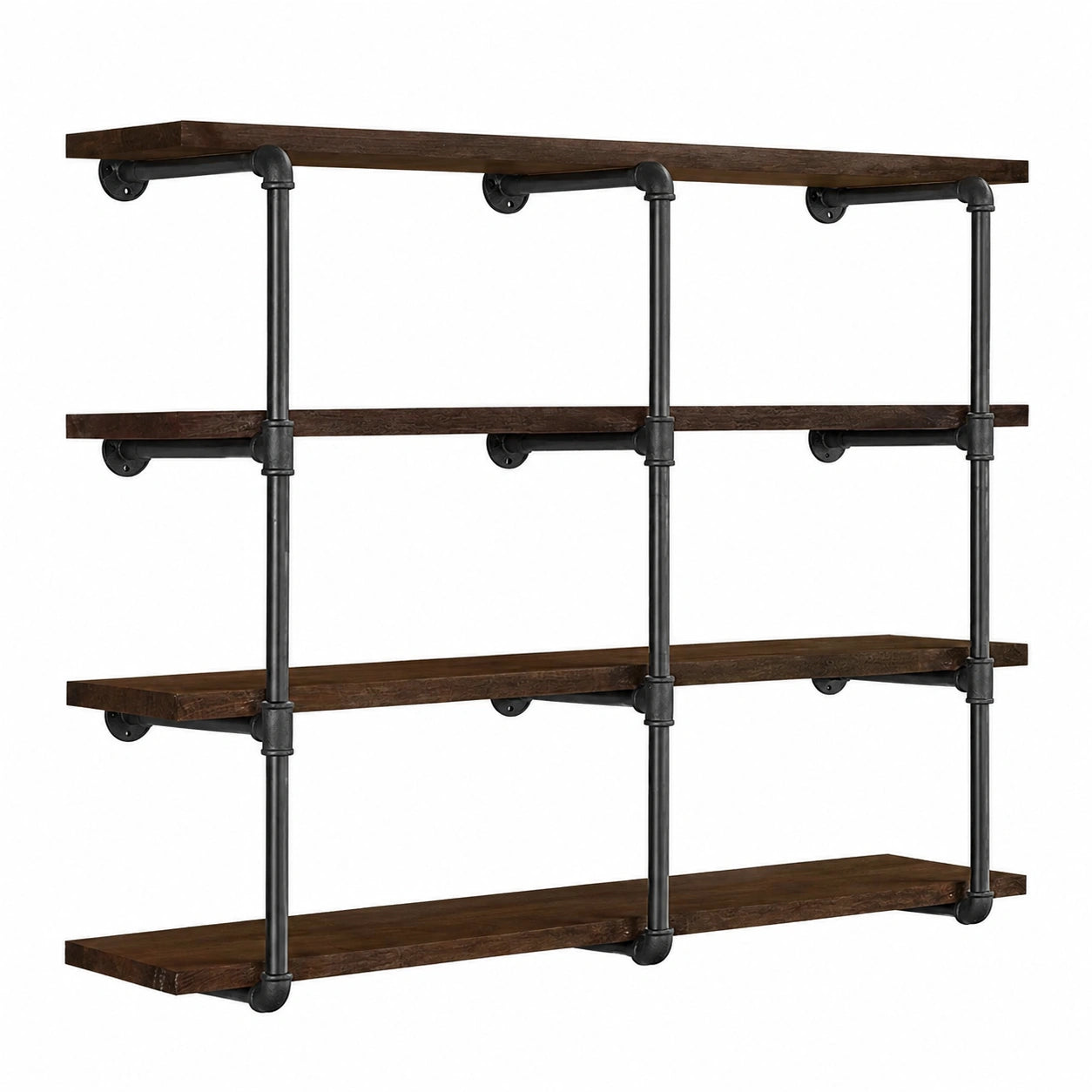 Scaffali Industriali HITOMEN, Set di 3 con 4 Ripiani, Libreria Aperta Fai da Te Vintage, Altezza 106,7 cm, Profondità 30,5 cm, Mensola Rustica da Parete