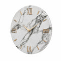 Orologio da Parete Rotondo in Legno Effetto Marmo con Dettagli Dorati, 40cm, Fatto in Italia
