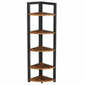 Scaffale ad Angolo a 5 Ripiani, Libreria Industriale per Salotto e Camera da Letto, 30x30x150 cm, Effetto Legno e Metallo