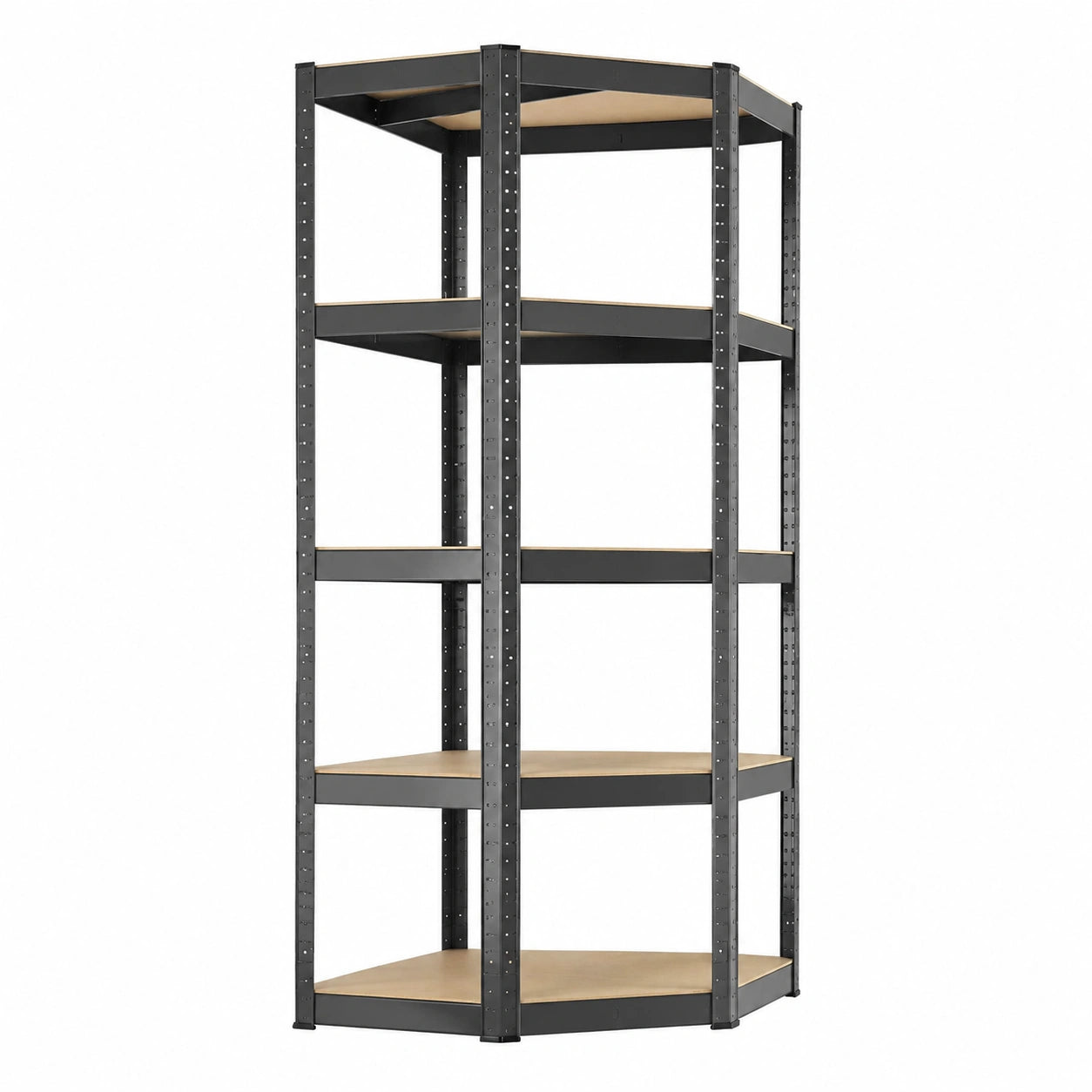 Juskys Scaffale Angolare 5 Ripiani in Metallo Zincato, Capacità 875 kg, 180x70x40 cm, Montaggio a Innesto, Colore Grigio