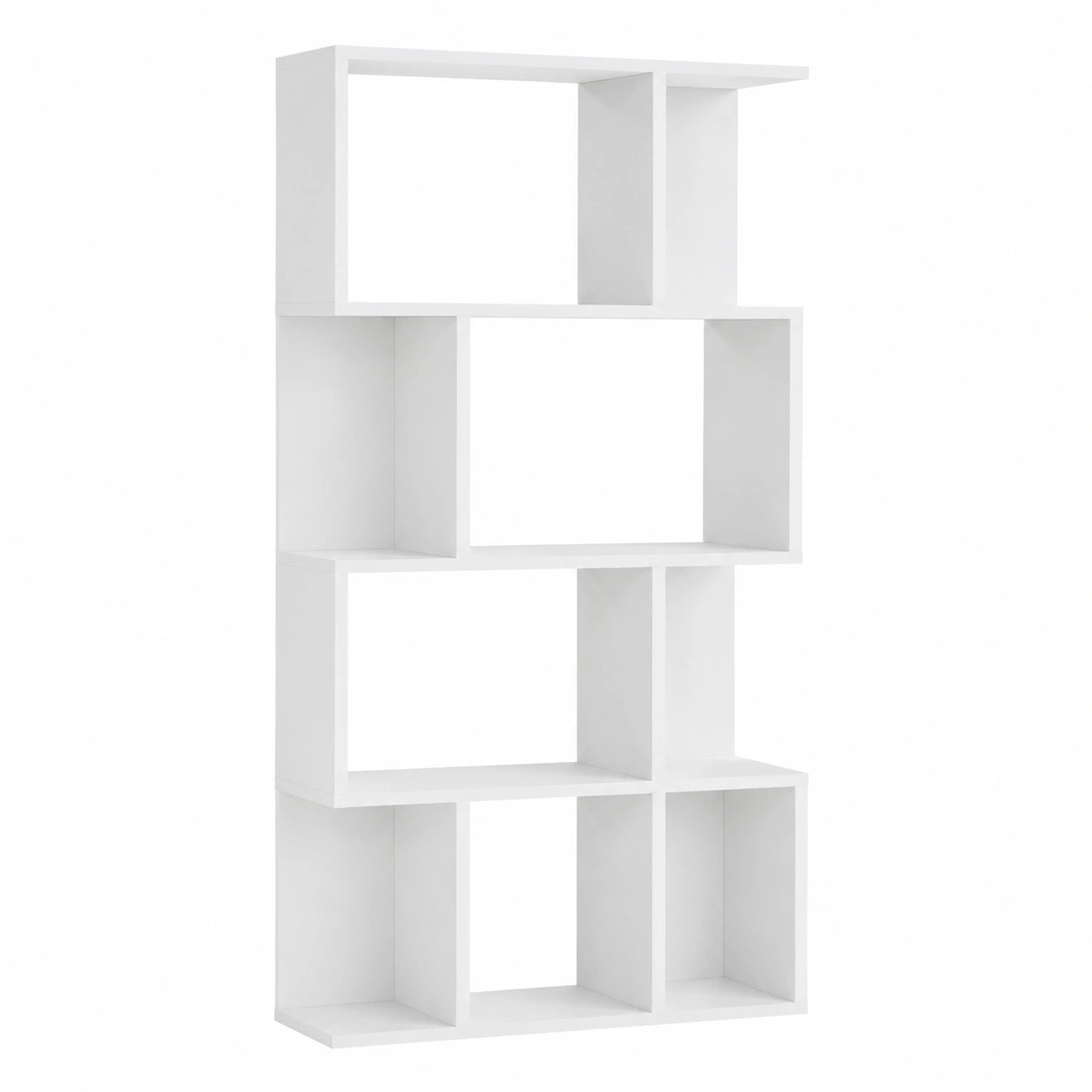 Libreria a S a 5 Ripiani, Design Salvaspazio in Legno per Casa e Ufficio, 60x24x184.5 cm, Bianco