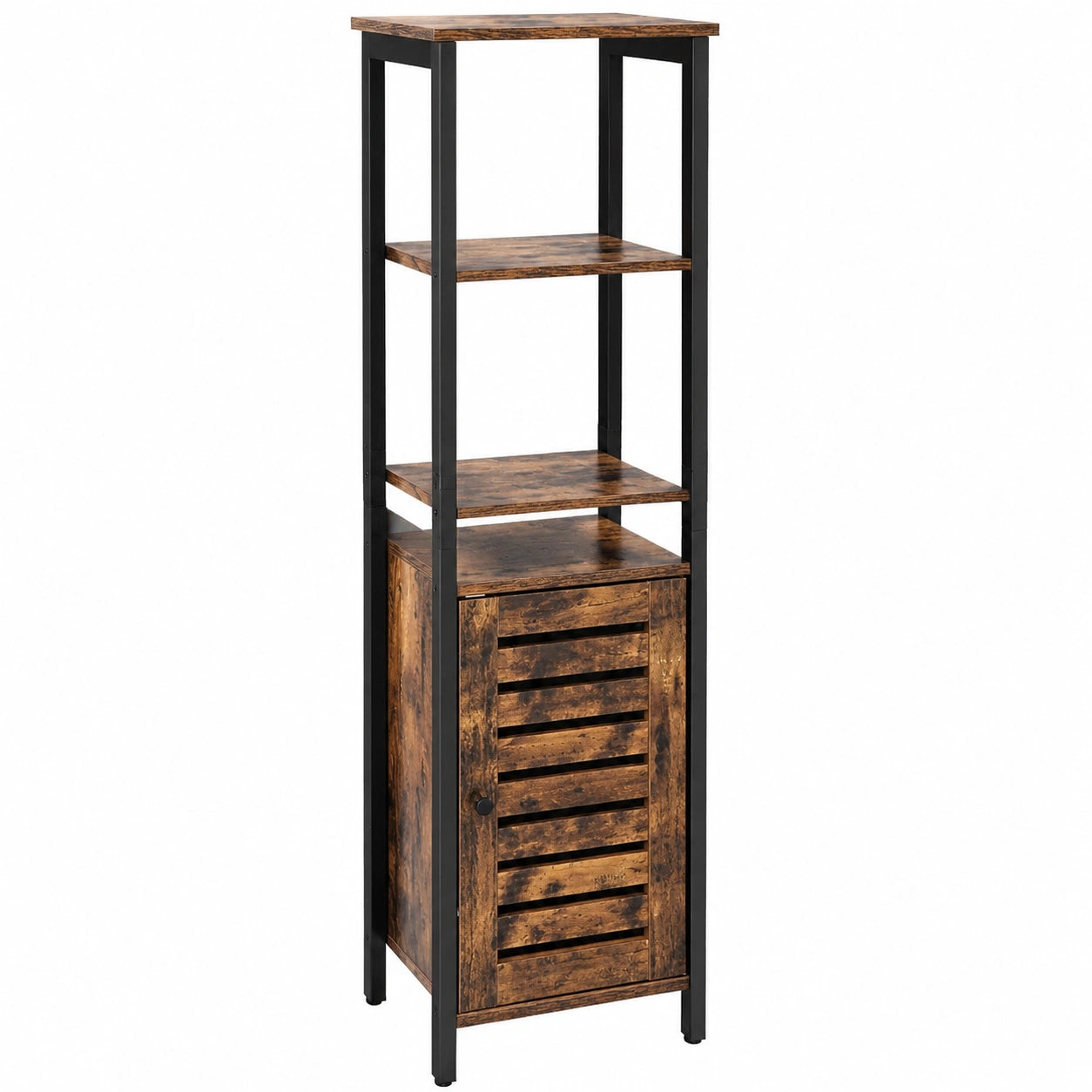 Mobiletto Industriale Autoportante con 3 Ripiani in Stile Vintage per Soggiorno e Bagno, 37 x 30 x 167 cm
