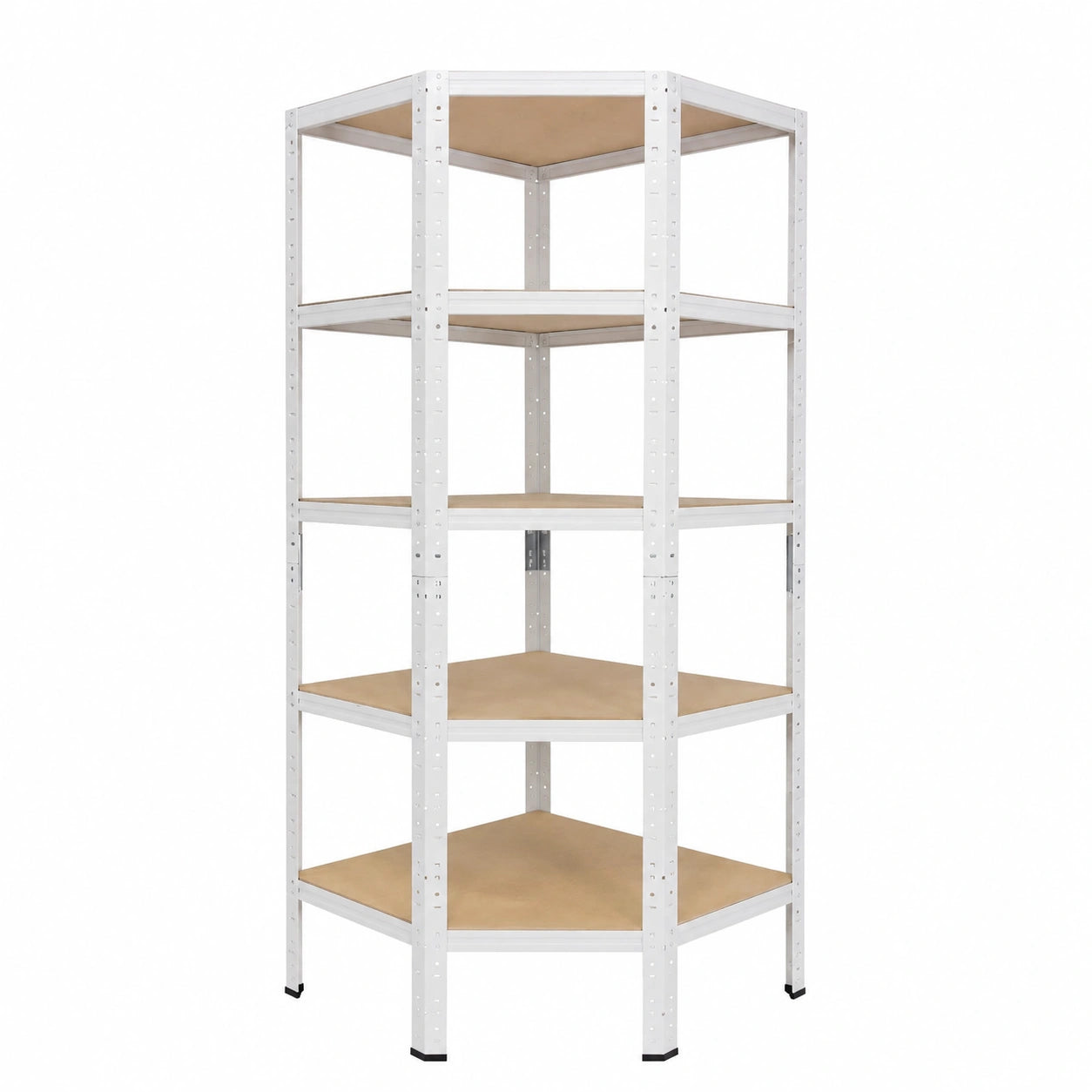 Scaffale Angolare in Metallo 200x60x30cm per Carichi Pesanti, 5 Ripiani, Bianco