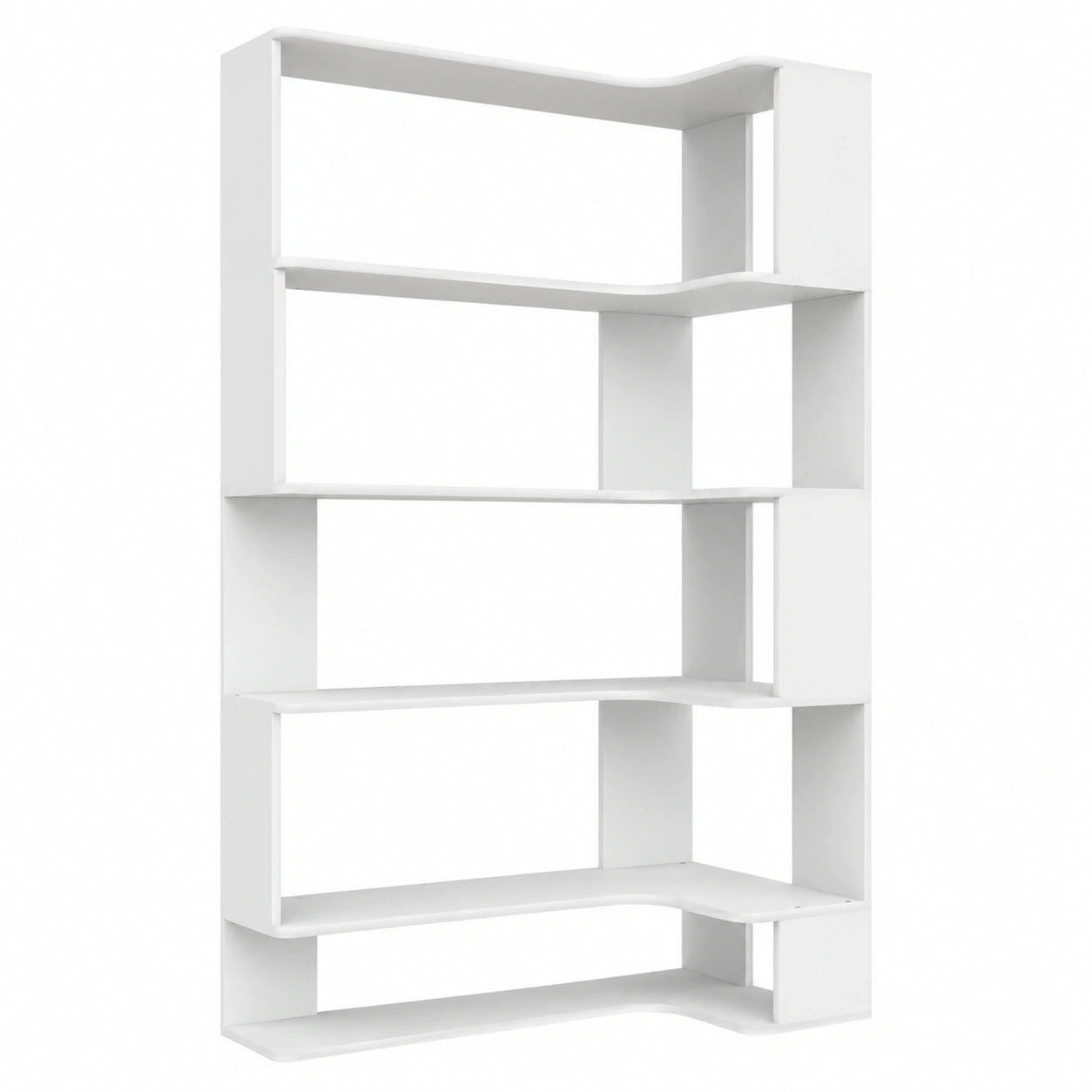 Scaffale Angolare Bianco con 5 Ripiani per Soggiorno e Studio, 90x48x169 cm