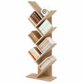 Scaffale Albero Salvaspazio in Legno a 9 Ripiani per Libri, Soggiorno e Studio, Colore Chiaro, 40x20x127cm