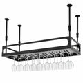 Portabicchieri a Soffitto Industriale in Metallo Nero, Regolabile 100x35 cm, Capacità 50 kg per Bar