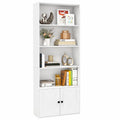 Scaffale in Legno con 6 Ripiani e Ante, Mobile Versatile per Soggiorno e Cucina, 60x24x180 cm, Bianco