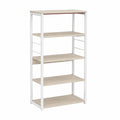 Scaffale da Cucina Industriale con Ripiani Naturali e Telaio Bianco, 50x30x130 cm