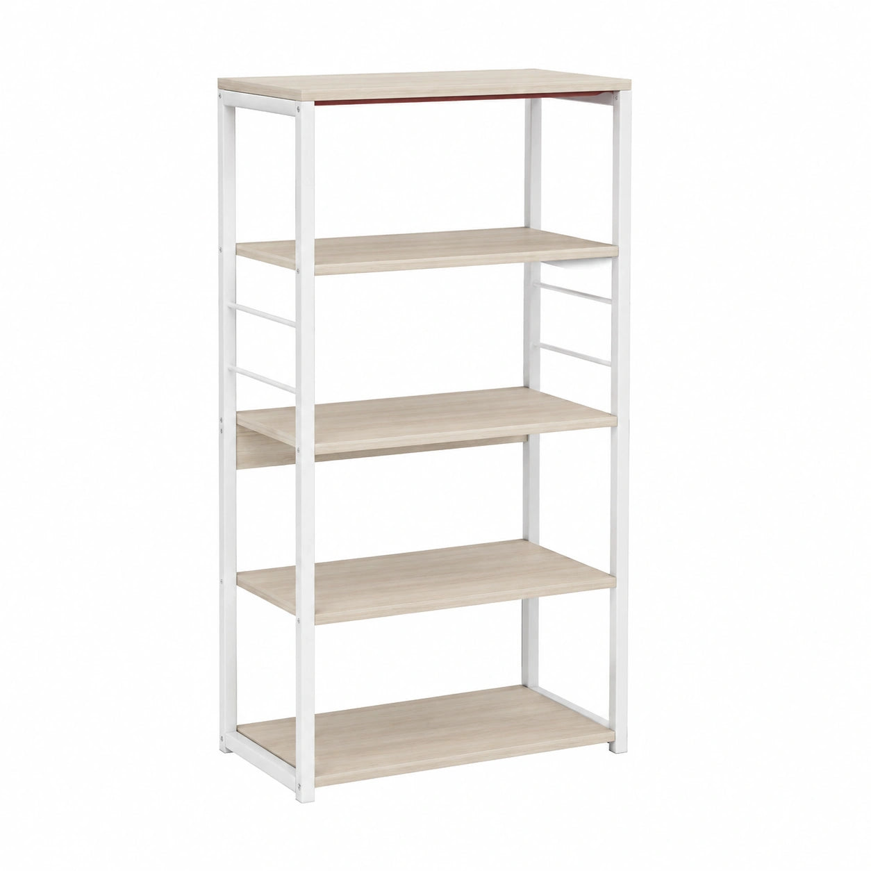 Scaffale da Cucina Industriale con Ripiani Naturali e Telaio Bianco, 50x30x130 cm