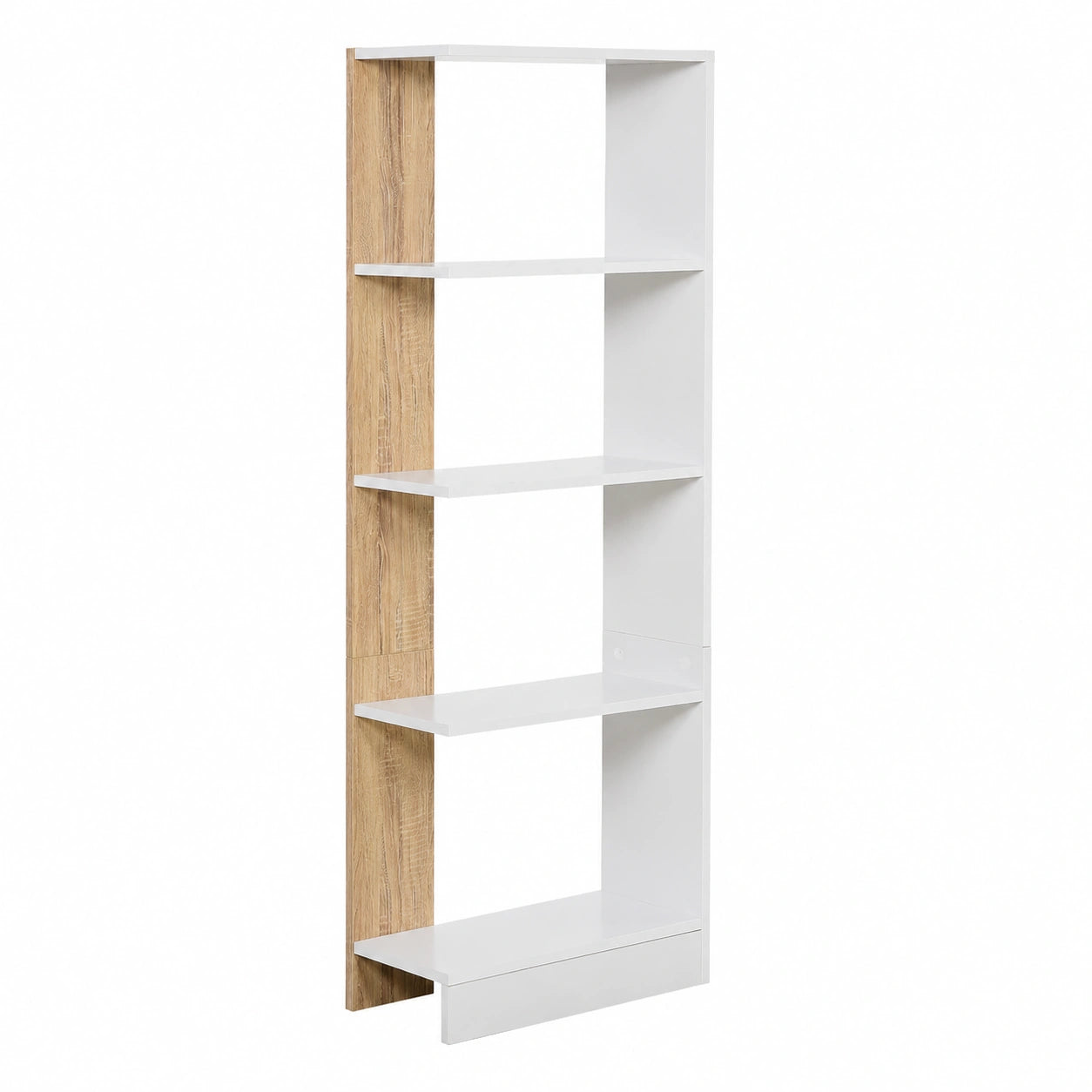 HOMCOM Scaffale Salvaspazio 5 Ripiani in Legno, Libreria Moderna per Casa e Ufficio, 45x21x170 cm, Rovere/Bianco