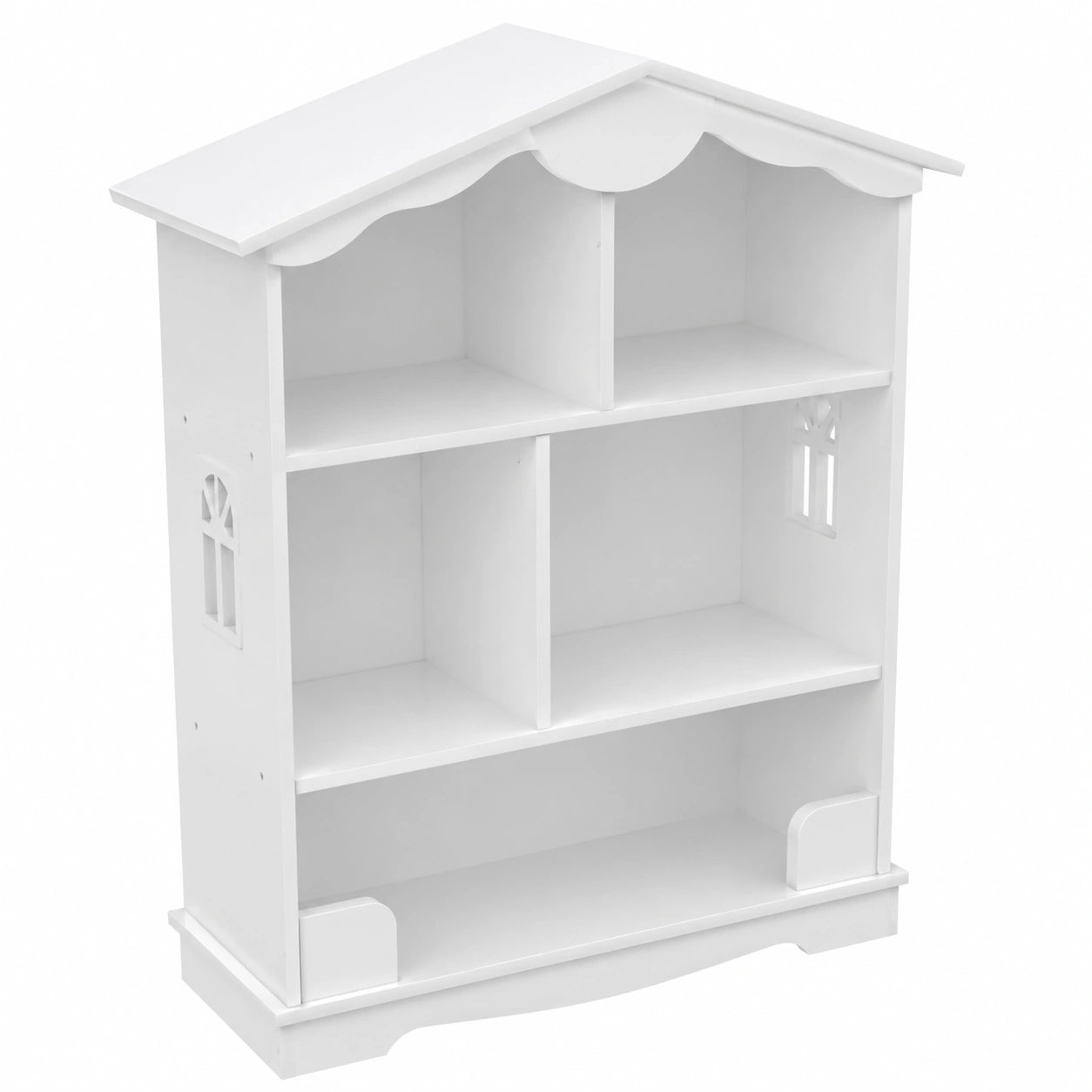 Scaffale in Legno per Bambini, Libreria Portagiochi, Arredo Cameretta, Casa delle Bambole, Bianco, 76x30x101 cm
