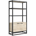 FRANKYSTAR Edo - Libreria Industriale a Muro con 3 Ripiani e Mobiletto in Legno e Metallo