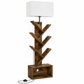 Scaffale ad Albero in Legno con Illuminazione e Telecomando, Libreria Salvaspazio a 6 Ripiani per Soggiorno e Ufficio