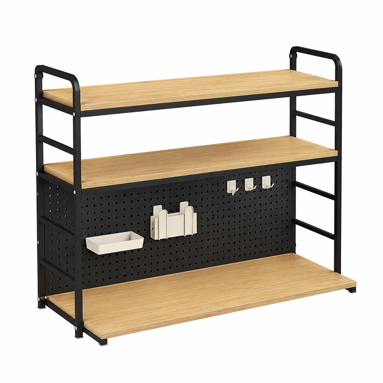 Libreria Regolabile in Legno a 2 Livelli per Ufficio e Casa, 70cm