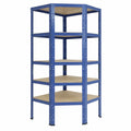 Scaffale Angolare HOME in Metallo Blu 230x60x30cm con 6 Ripiani, Capacità di Carico 145kg