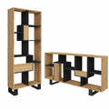 Libreria in Legno con Ripiani 174x67x31cm, Design Industriale, Rovere e Nero