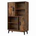 Libreria Moderna in Legno con Ante e Ripiani Aperti, Sistema Anti-Ribaltamento, Mobile per Soggiorno o Ufficio, 80x24x119,5 cm (Marrone)