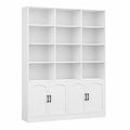 Libreria FirFurd 209 cm con 15 Scomparti, Scaffale in Legno a 4 Ante per Soggiorno e Ufficio, Colore Bianco