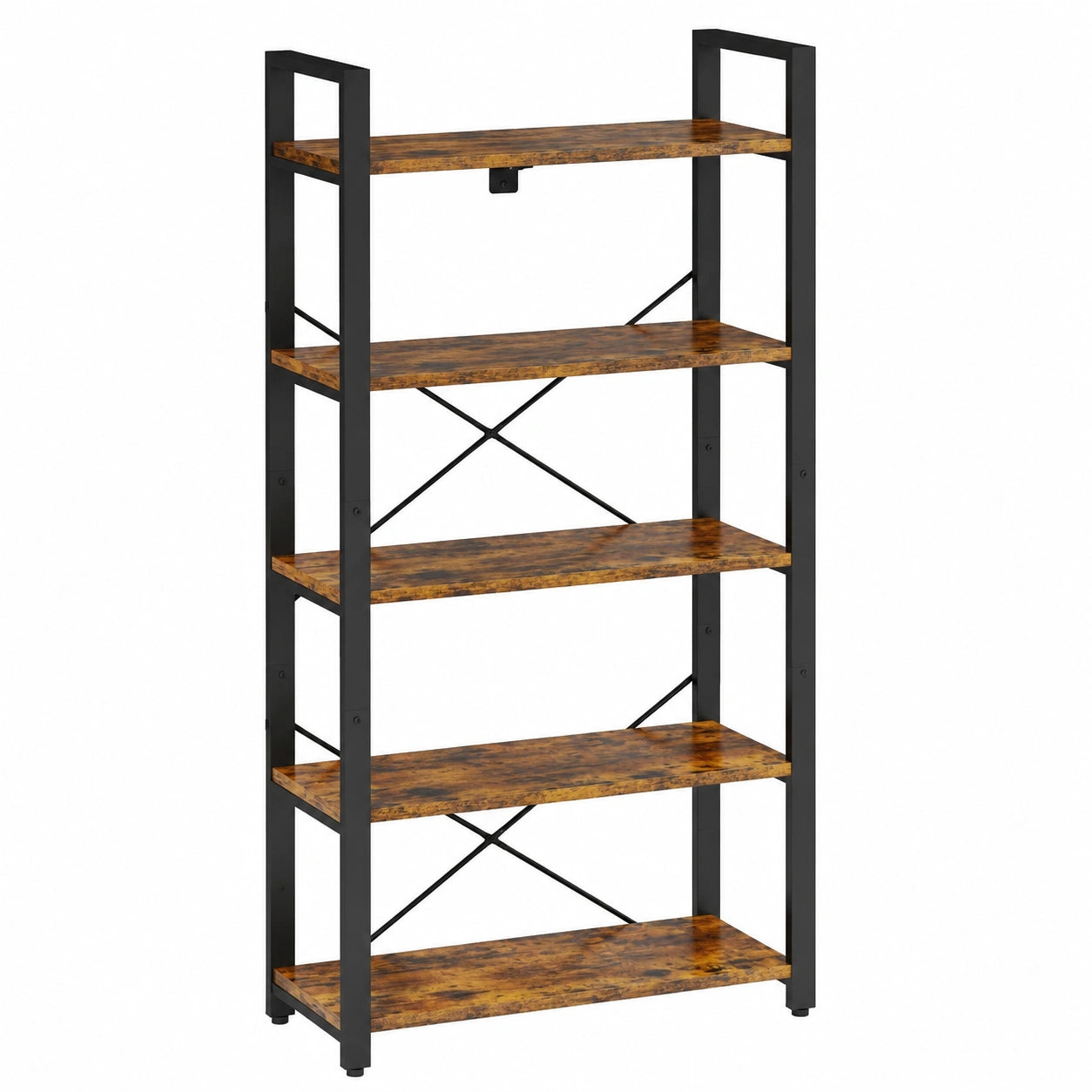 Scaffale IRONCK 2M a 6 livelli in legno e metallo, per ufficio o casa, marrone nero