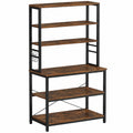 VASAGLE Scaffale da Cucina Industriale, Ripiani e Ganci per Microonde, 40x80x167 cm, Vintage Marrone e Nero